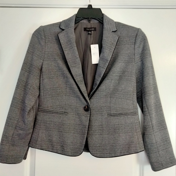 NWT Sz 0 Ann Taylor Gray Check Plaid Blazer - Picture 14 of 15